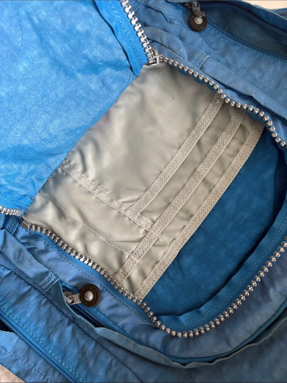 Kipling Sky Blue Nylon Daypack Front Zip Pocket X-Large backpack travel school